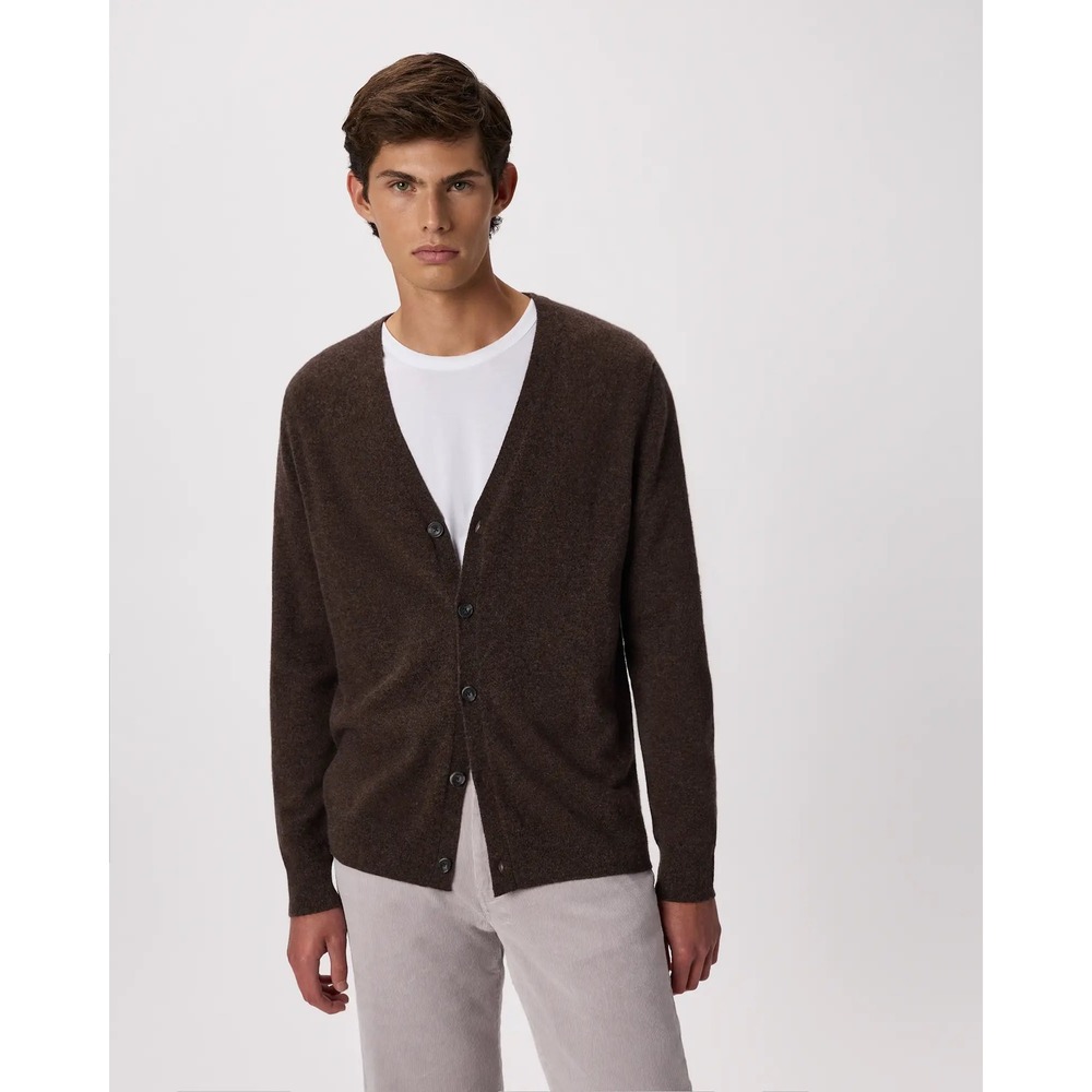 Quince Mongolian Cashmere Cardigan Sweater Mens Size M Heather Truffle Brown NWT